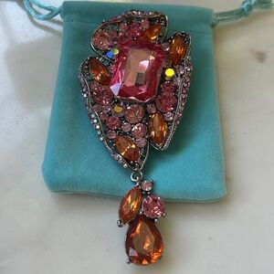 Stunning New Pink and‎ Orange Gemstone statement Brooch